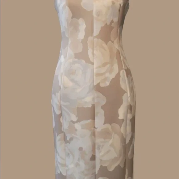 Calvin Klein Cream Tan Sheath Midi Dress Sleeveless NWT SZ 10 - Picture 12 of 14